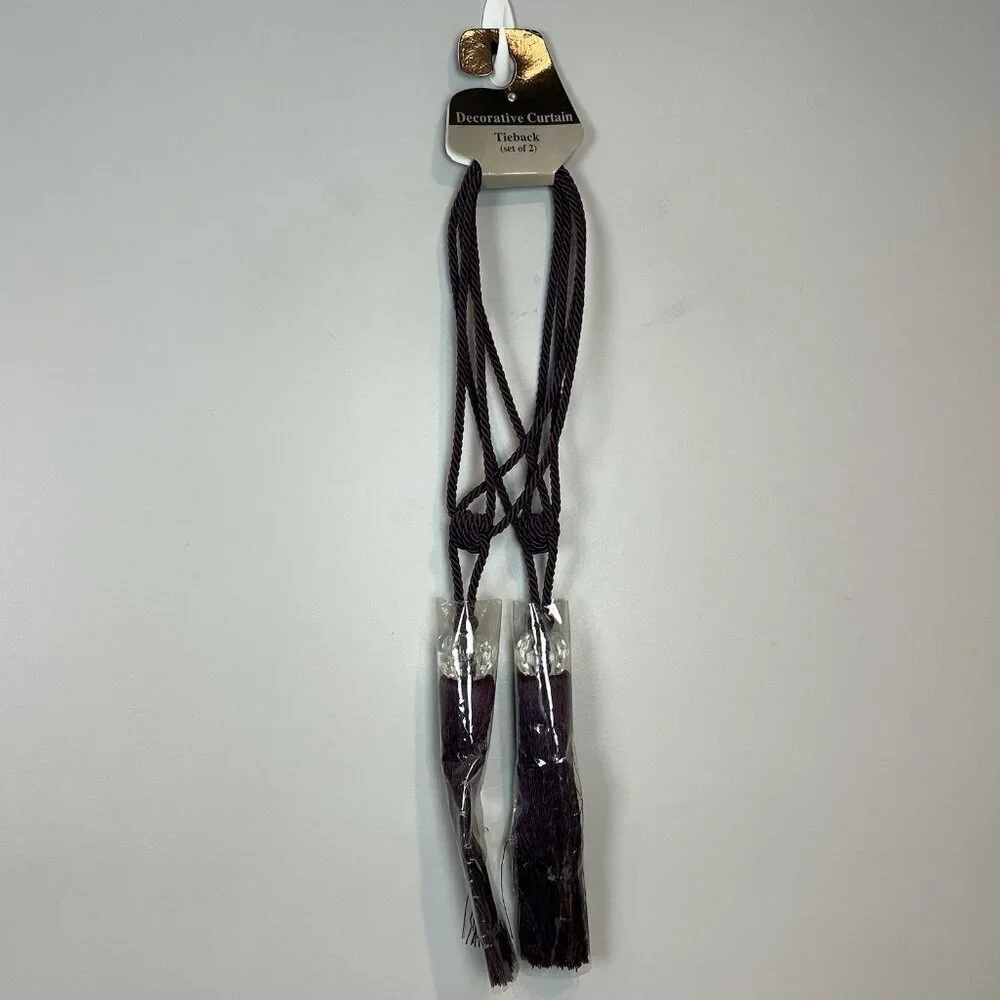 1 Pair Deep Purple Curtain Tieback Tassel Crystal Ball Rope Tiebacks Home Decor